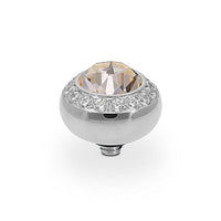Tondo Deluxe Silver and Silk Crystal Ring Gem Top, 10mm