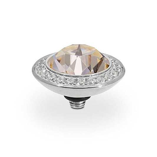 Tondo Deluxe Silver and Silk Crystal Ring Gem Top, 13mm