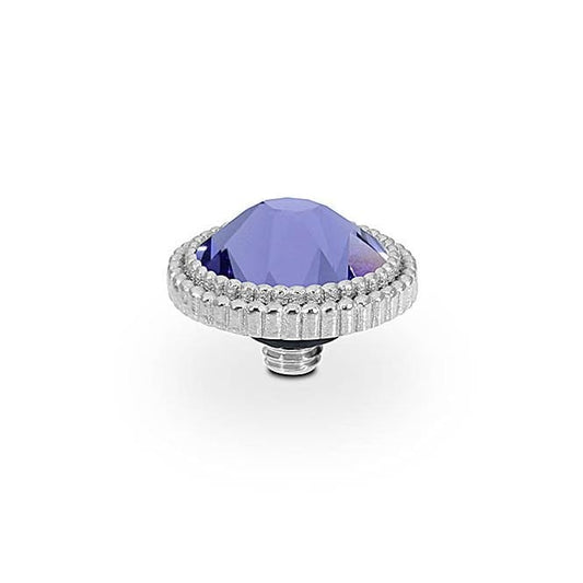 Fabero Flat Silver and Violet Tanzanite Ring Gem Top, 10mm