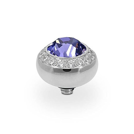 Tondo Deluxe Silver and Violet Tanzanite Ring Gem Top, 10mm