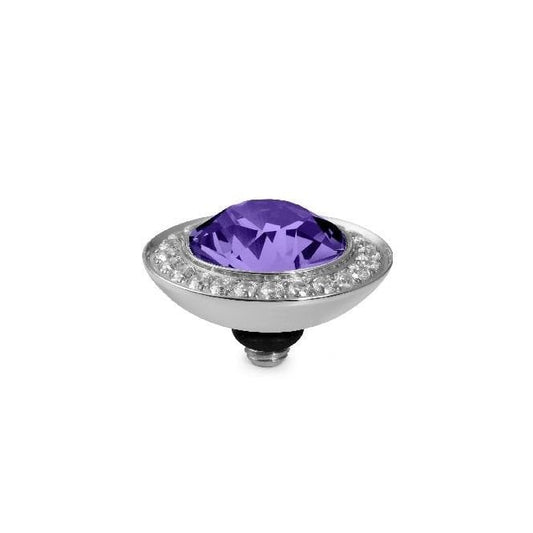 Tondo Deluxe Silver and Violet Tanzanite Ring Gem Top, 13mm
