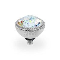 Fabero Silver and White Patina Ring Gem Top, 11mm