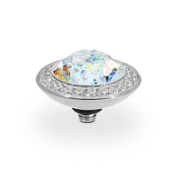 Tondo Deluxe Silver and White Patina Ring Gem Top, 13mm
