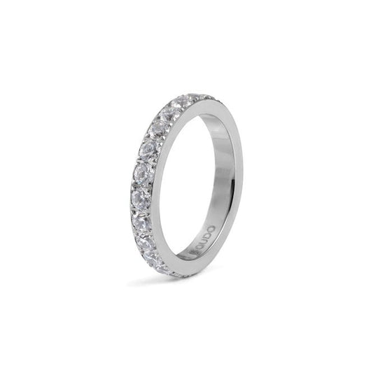 Eternity Broad Silver and Clear Crystal Ring, Size 56