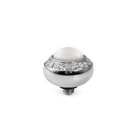 Tondo Deluxe Silver and White Pearl Ring Gem Top, 10mm
