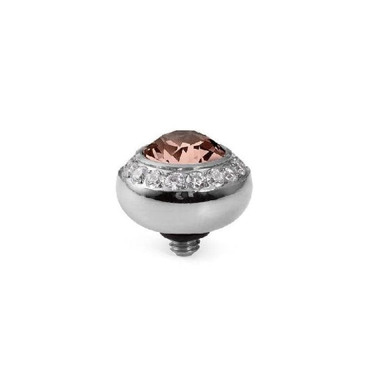 Tondo Deluxe Silver and Vintage Rose Ring Gem Top, 10mm