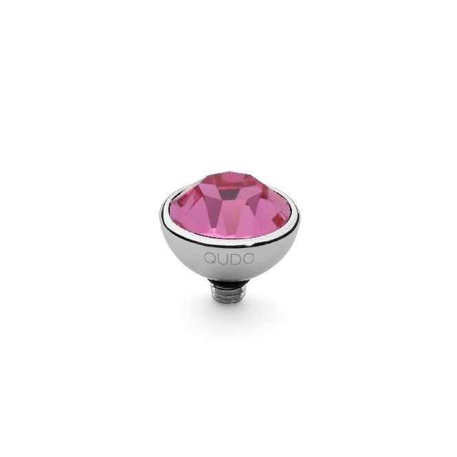 Bottone Silver Rose Pink Crystal Ring Gem Top 10mm