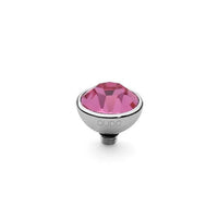 Bottone Silver and Rose Pink Crystal Ring Gem Top, 10mm