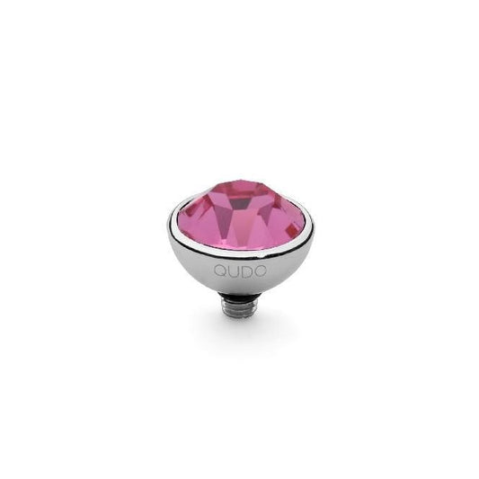 Bottone Silver and Rose Pink Crystal Ring Gem Top, 10mm