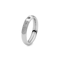 Deluxe Slim Silver and Clear Crystal Ring, Size 58