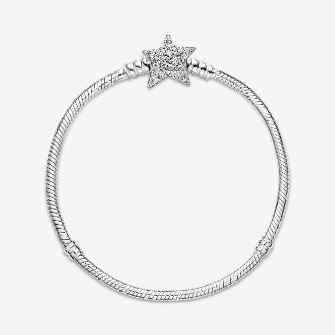 Moments Asymmetric Star Clasp Snake Chain Bracelet, 20cm