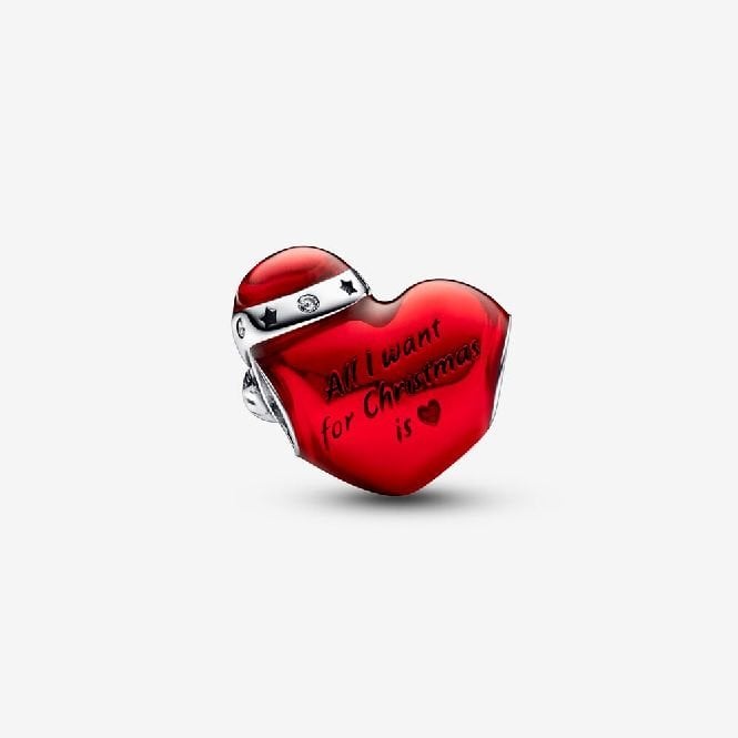 Metallic Red Christmas Heart Charms