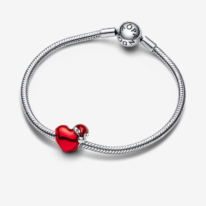 Metallic Red Christmas Heart Charms
