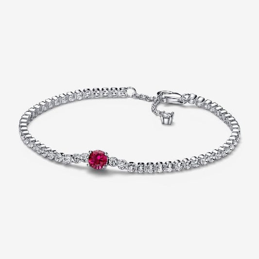 Red Sparkling Round Pave Tennis Bracelet, 16cm