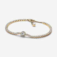Sparkling Gold Halo Tennis Bracelet, 18cm