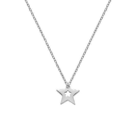 Silver Diamond Amulet Star Pendant
