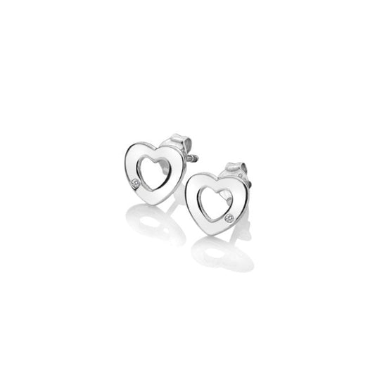 Silver Diamond Amulet Heart Earrings