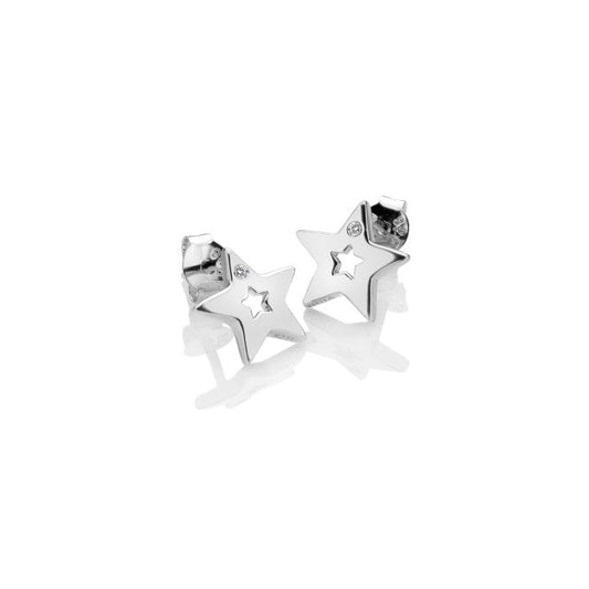 Silver Diamond Amulet Star Earrings