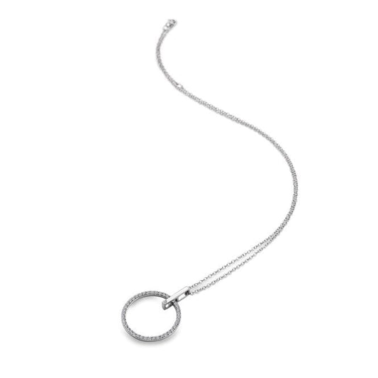Silver Constant Circle Pendant Necklace with White Topaz