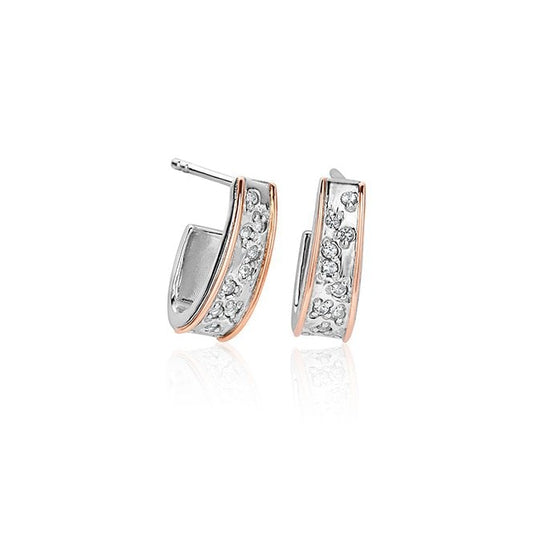 Cariad Sparkle Silver Half-Hoop Drop Earrings