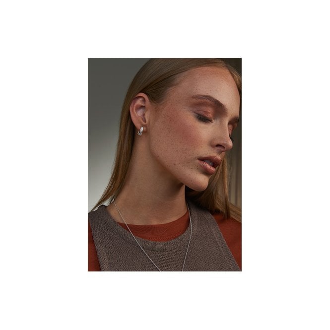 Cariad Sparkle Silver Half-Hoop Drop Earrings