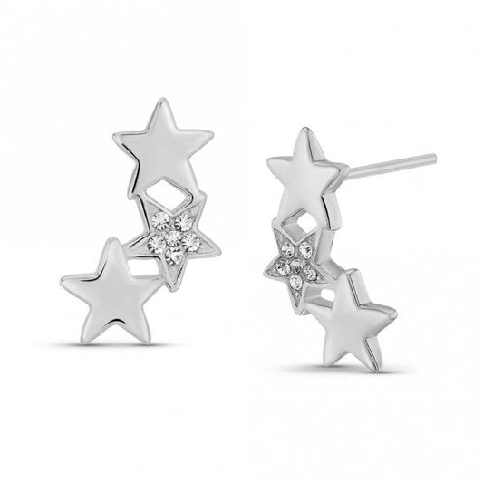 Silver & CZ Star Ear Climbers
