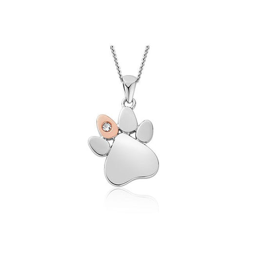 Paw Prints on My Heart Silver Pendant Necklace