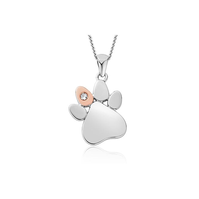 Paw Prints on My Heart Silver Pendant Necklace
