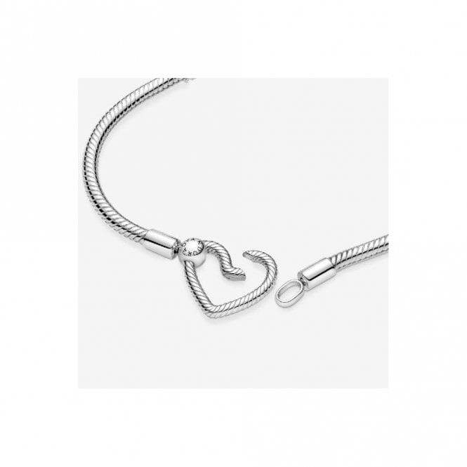 Moments Heart Closure Snake Chain Bracelet, 23cm