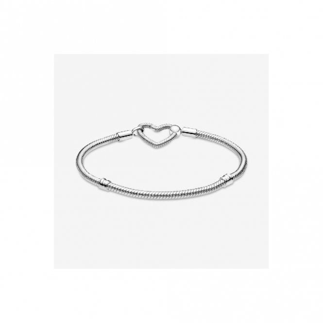 Moments Heart Closure Snake Chain Bracelet, 23cm