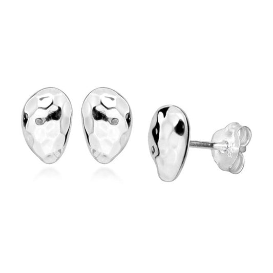 Off The Beaten Track Hammered Silver Stud Earrings