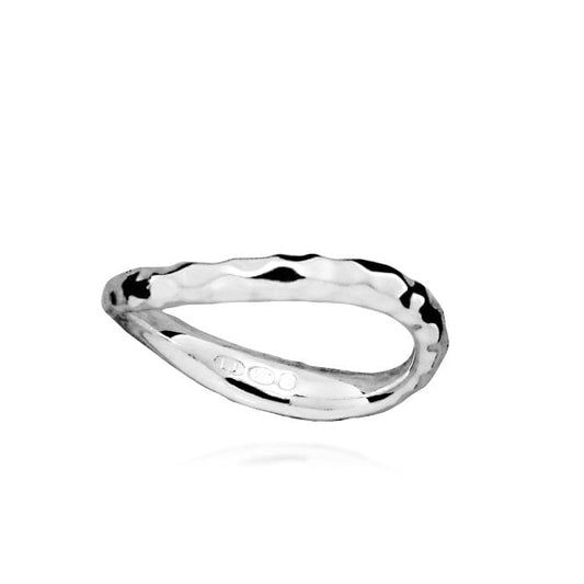 Off The Beaten Track Hammered Silver Ring, Size 56