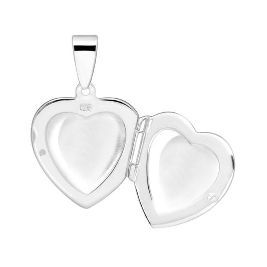 Engravable Silver Heart Locket Necklace, 40-45cm