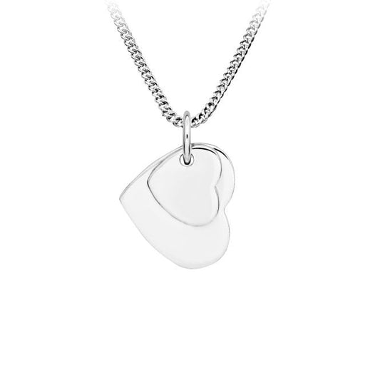 Duo Hearts Silver Engravable Pendant