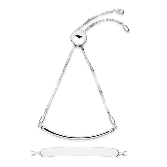 Adjustable Friendship Silver Engravable Bracelet, 10-16 cm