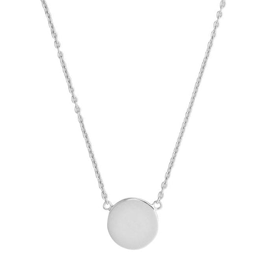 Disc Silver Engravable Pendant Necklace, 40-45cm
