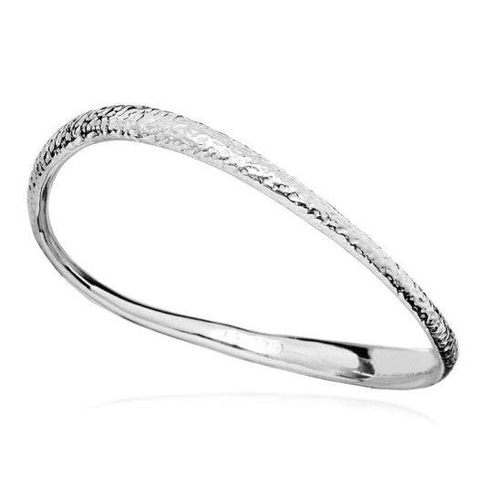 Find A Way Textured Silver Bangle, Medium