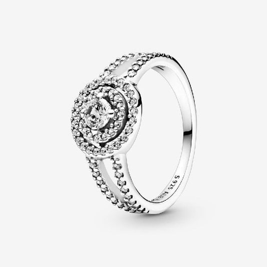 Sparkling Double Halo Ring, Size 60