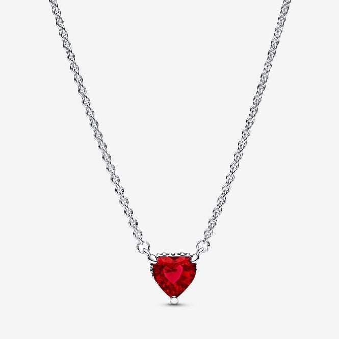 Sparkling Heart Halo Pendant Collier Necklace, 45cm