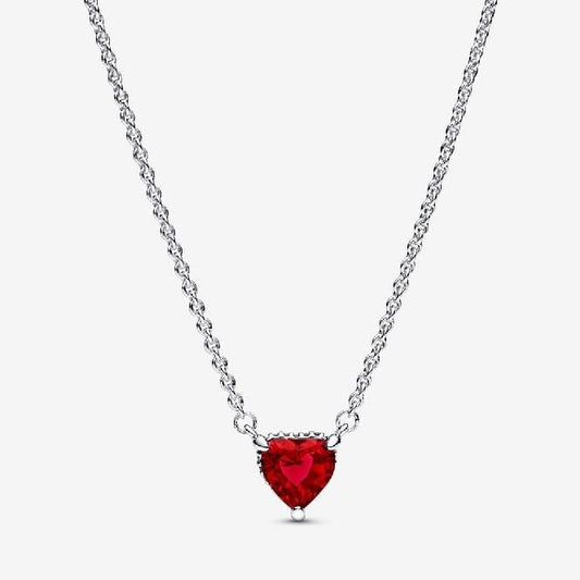 Sparkling Heart Halo Pendant Collier Necklace, 45cm