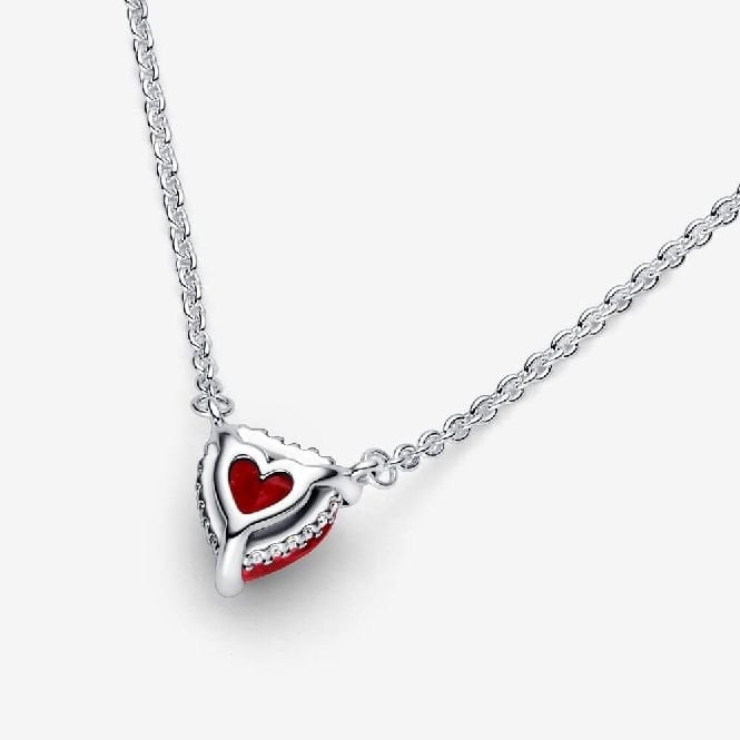 Sparkling Heart Halo Pendant Collier Necklace, 45cm
