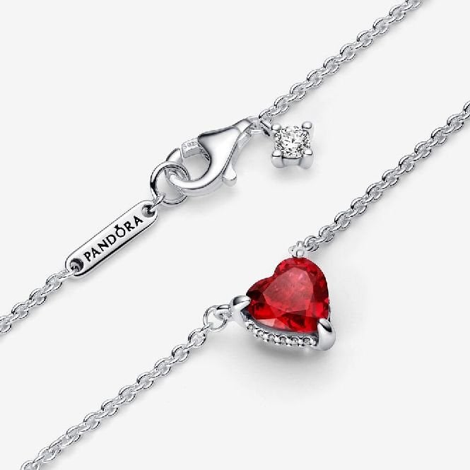 Sparkling Heart Halo Pendant Collier Necklace, 45cm