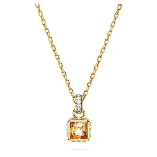 Chroma Pendant Necklace with Square-Cut Yellow Crystal in Gold