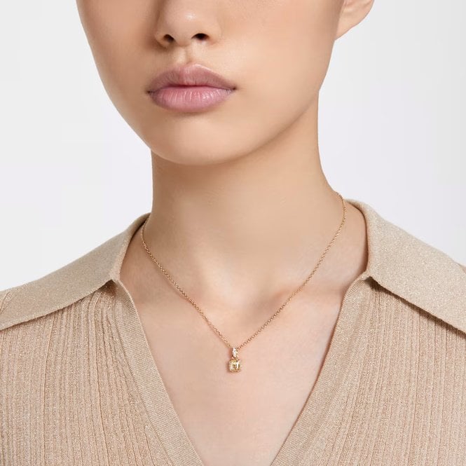 Chroma Pendant Necklace with Square-Cut Yellow Crystal in Gold