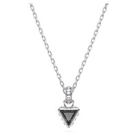 Chroma Pendant Necklace with Triangle-Cut Grey Crystal in Rhodium Silver