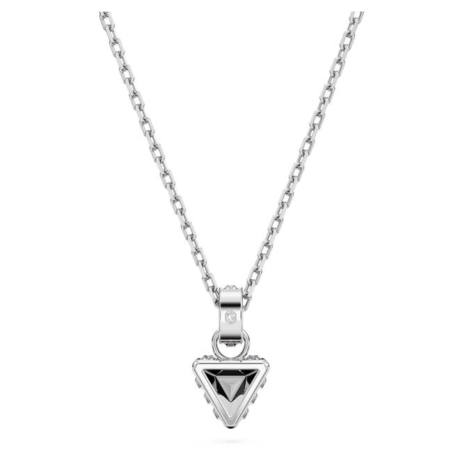 Chroma Pendant Necklace with Triangle-Cut Grey Crystal in Rhodium Silver