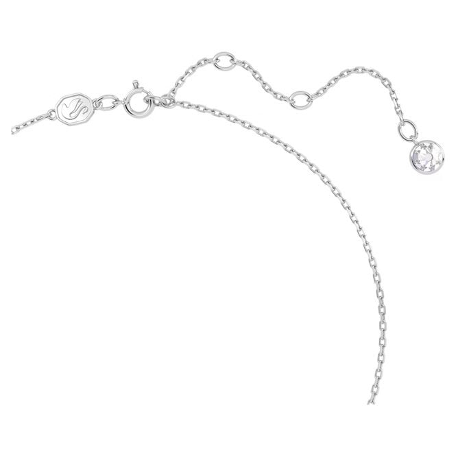 Chroma Pendant Necklace with Triangle-Cut Grey Crystal in Rhodium Silver