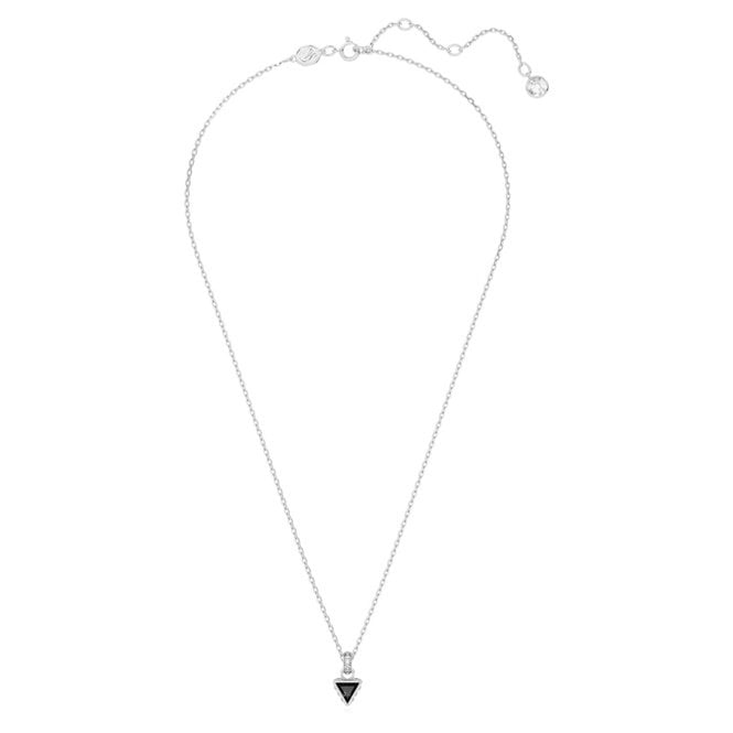 Chroma Pendant Necklace with Triangle-Cut Grey Crystal in Rhodium Silver