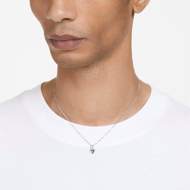 Chroma Pendant Necklace with Triangle-Cut Grey Crystal in Rhodium Silver