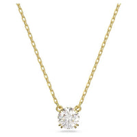 Stilla Pendant Necklace with Round-Cut White Crystal in Gold
